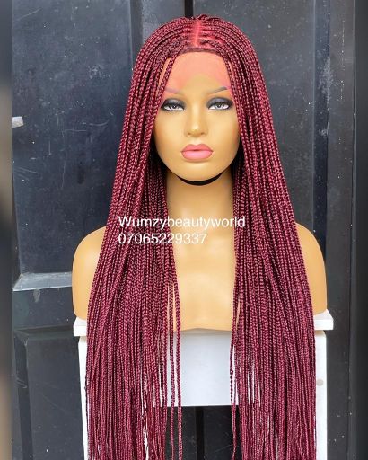 Deola Knotless Braids Burgundy Roots (13*6) (Lace Frontal) – Wumzy Beauty  World